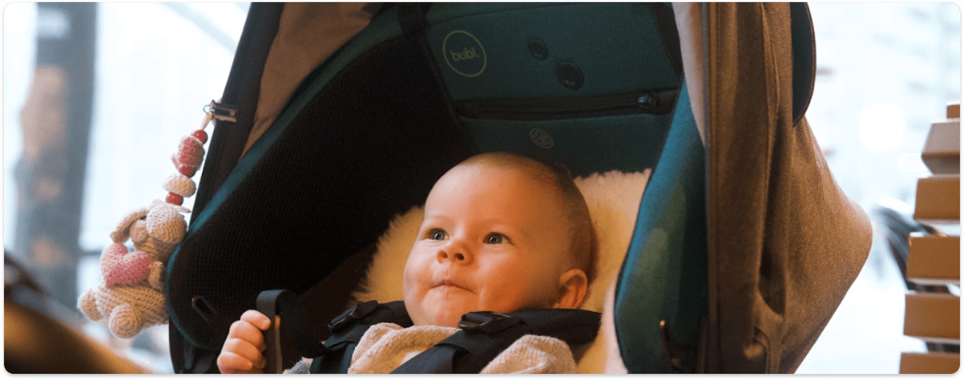 Baby in stroller with air purification
