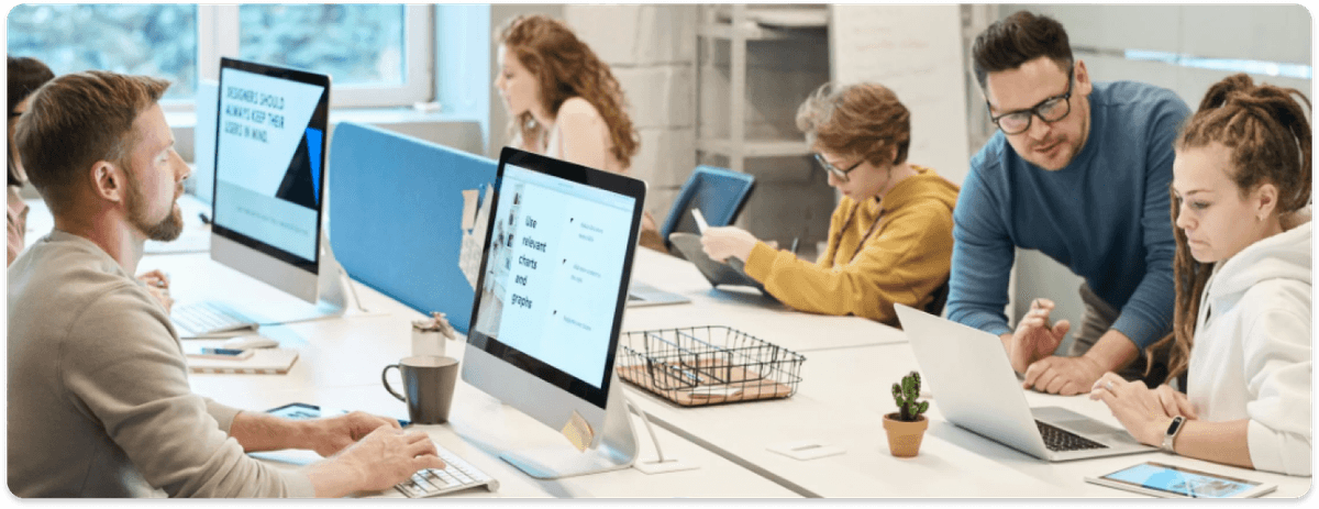 Office team working together